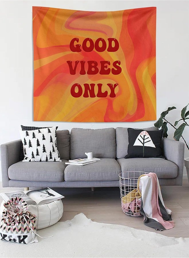 Knibeo Abstract Groovy Hippie Tapestry, Retro 70s 80s Home Decor Aesthetic, 50x60 Inch Preppy Tapestries Wall Hangings, Hippie Wall Decor, Orange Living Room Decor, Trendy Room Decor - Image 3